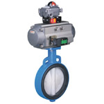 Pneumatic clamp to center line butterfly valve